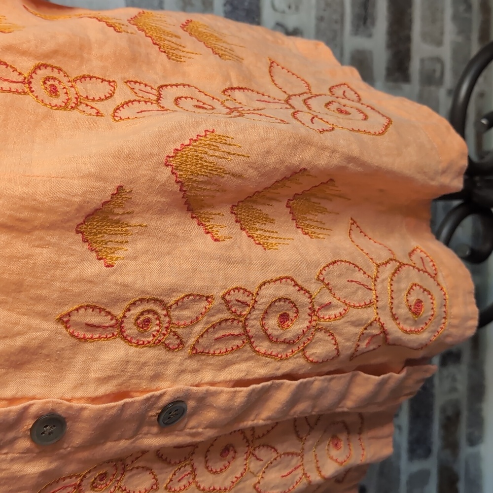 J. Jill 100% Linen Embroidered Tunic Top, Sz L. - Picture 3 of 6